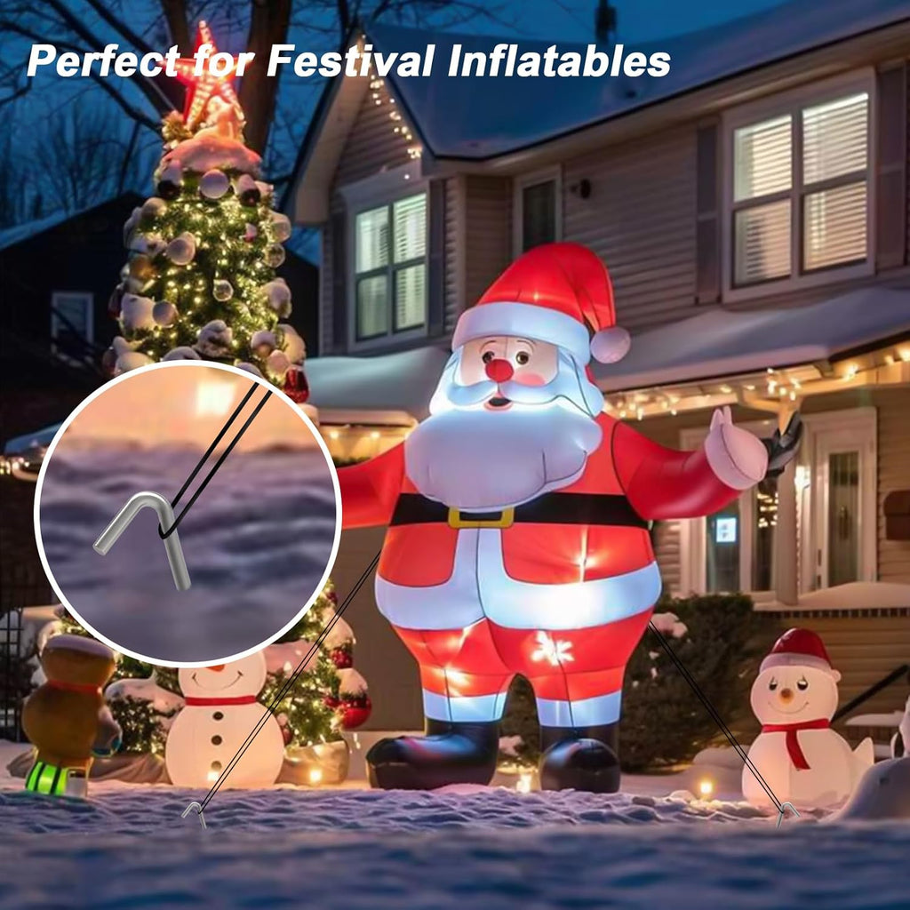 Tent Stakes Heavy Duty Metal 9 Inch, 25 Pack Rust-Resistant Galvanized Steel Camping Stake Garden Edging Fence Hooks Yard Tent Pegs for Inflatable, Tarp, Outdoor Christmas Decorations