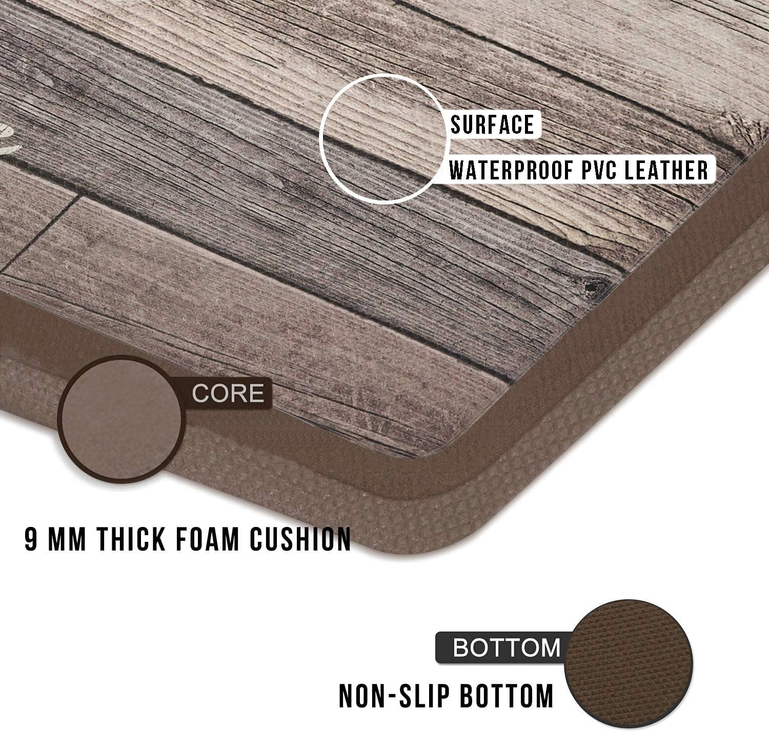 Farmhouse Kitchen Mats Cushioned Anti-Fatigue Comfort Mat for Home & Office Ergonomically Engineered Memory Foam Kitchen Rug Waterproof Non-Skid, 47" by 17",Love