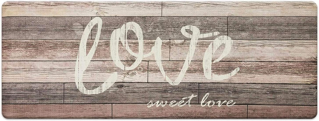 Farmhouse Kitchen Mats Cushioned Anti-Fatigue Comfort Mat for Home & Office Ergonomically Engineered Memory Foam Kitchen Rug Waterproof Non-Skid, 47" by 17",Love