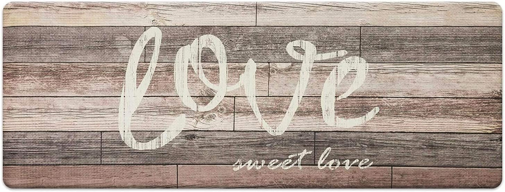 Farmhouse Kitchen Mats Cushioned Anti-Fatigue Comfort Mat for Home & Office Ergonomically Engineered Memory Foam Kitchen Rug Waterproof Non-Skid, 47" by 17",Love