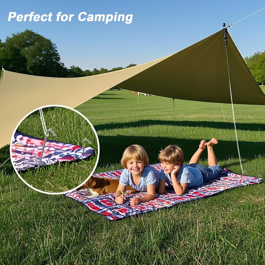 Tent Stakes Heavy Duty Metal 9 Inch, 25 Pack Rust-Resistant Galvanized Steel Camping Stake Garden Edging Fence Hooks Yard Tent Pegs for Inflatable, Tarp, Outdoor Christmas Decorations